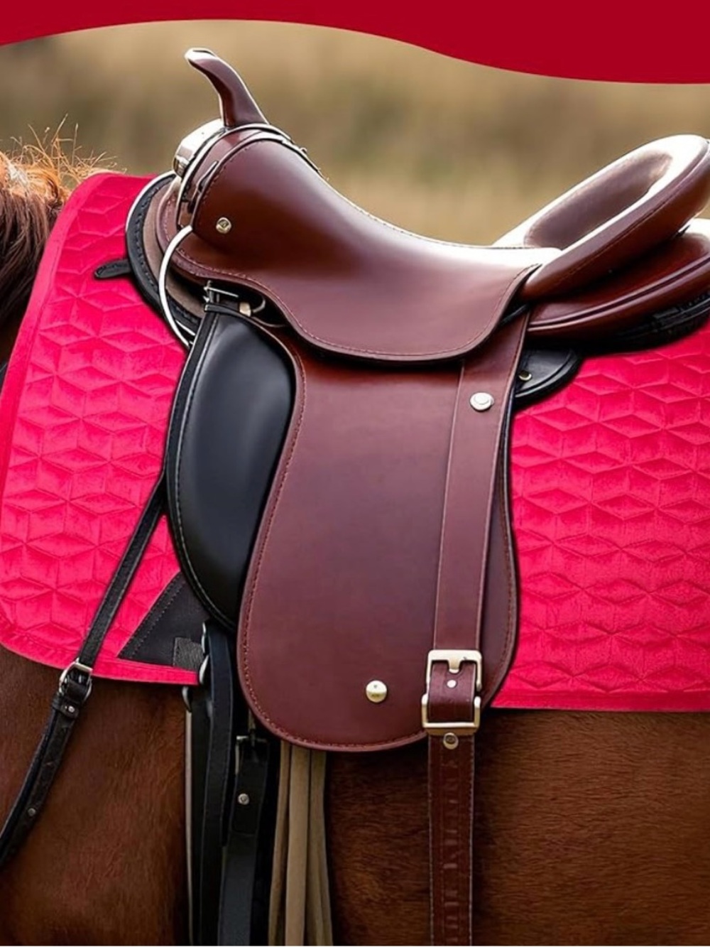 CAMATET LUX Suede Dressage Saddle Pad for Horse in Deep Red